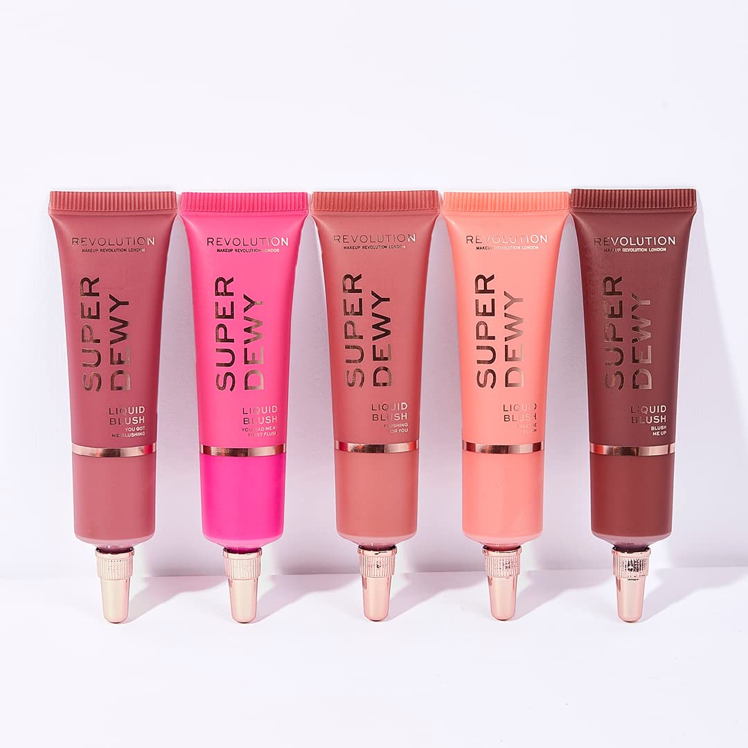 Revolution, Superdewy Liquid Blush, Richly Pigmented & Buildable, Blendable Formula, Flushing For You, 0.5 fl oz
