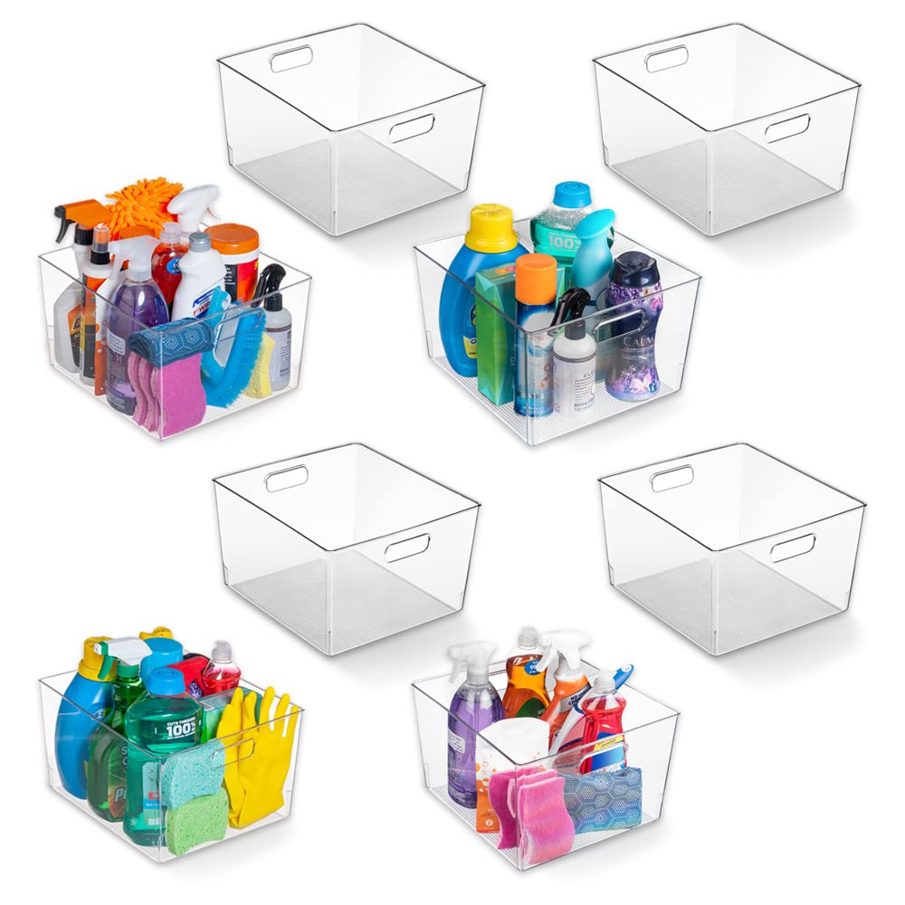 ClearSpace Clear Plastic Storage Bins – XL 8 Pack Perfect Kitchen or Pantry Organization Fridge Organizer and Storage Bins, Cabinet Organizers
