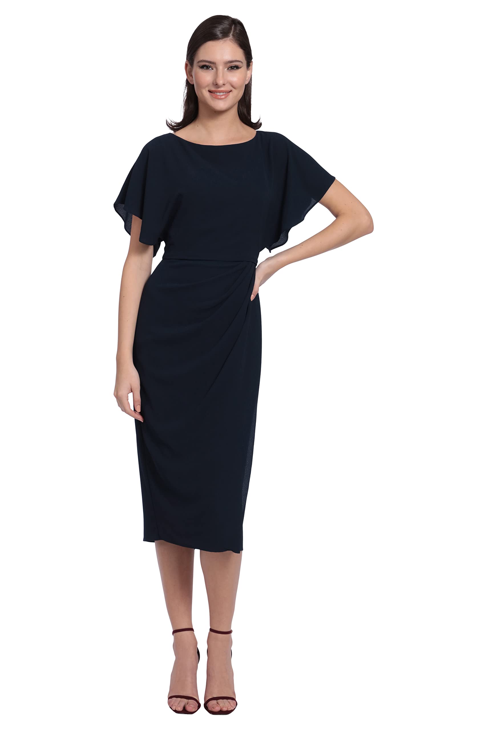 Maggy London Women's Dresses Boat Neck Flutter Sleeve Dress Occasion Event Guest of