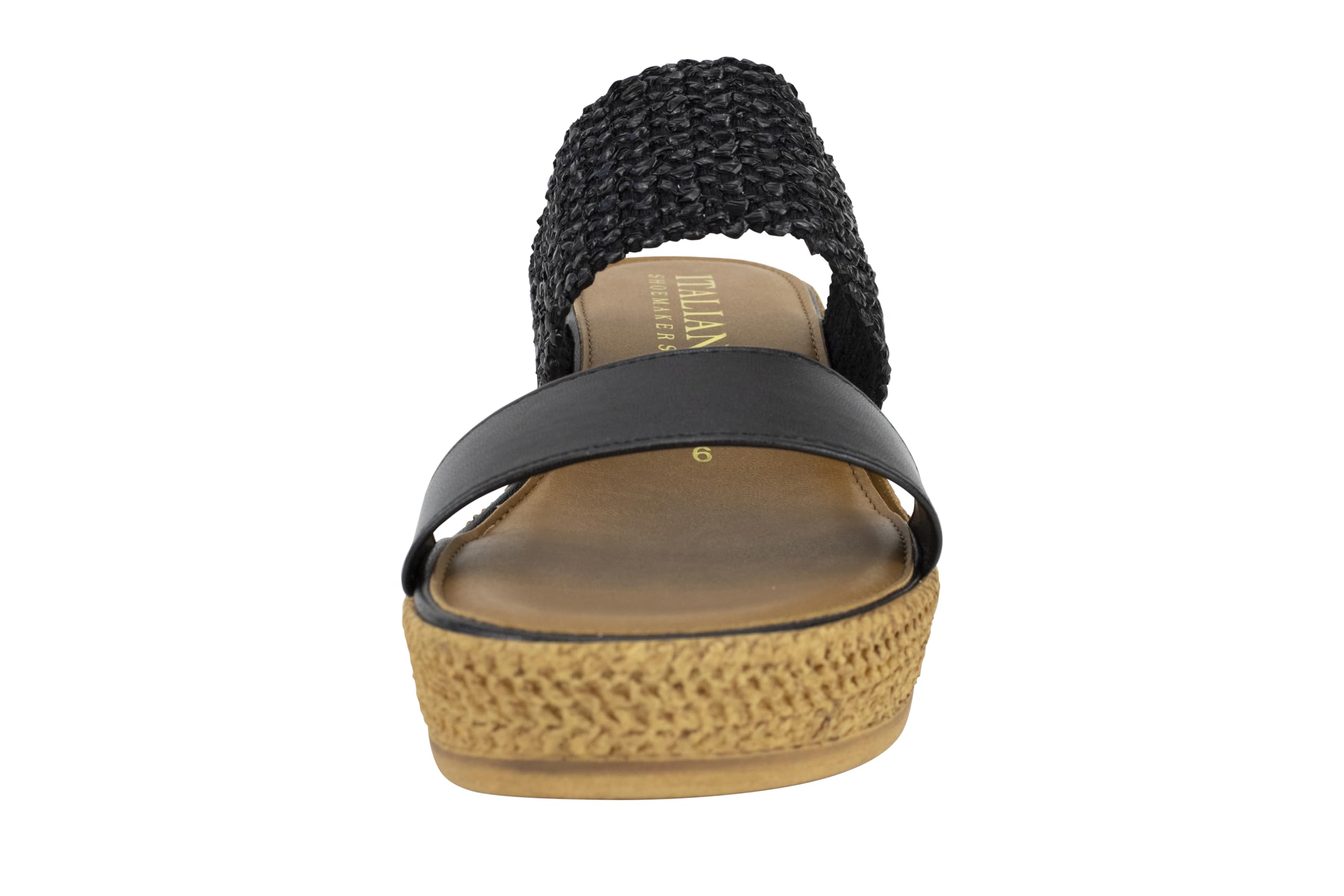 ITALIAN Shoemakers Inessa Womens Platform Wedge Espedrille and Raffia Sandal for Women (Black, US Footwear Size System, Adult, Women, Numeric, Medium, 8)