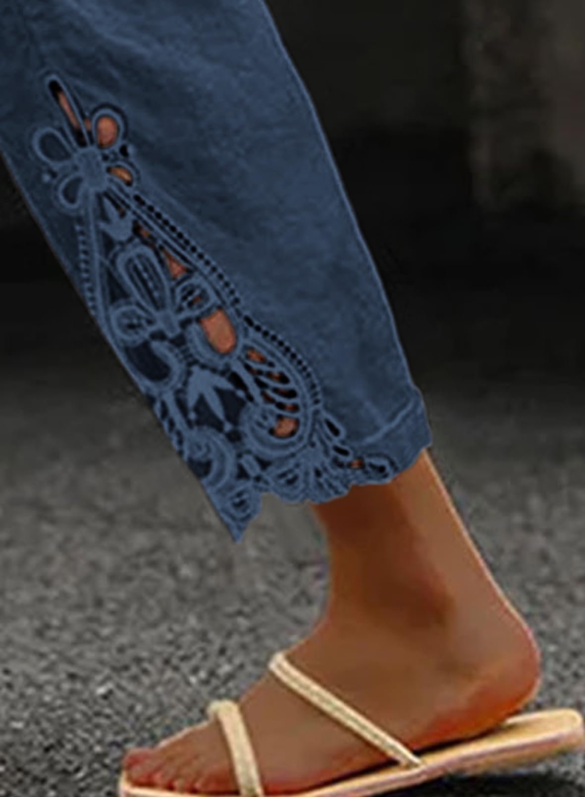 Acelitt Womens Casual Linen Pants Lightweight Drawstring Elastic Waist Fall 2026 Beach Ankle Capri Pants Trousers Blue Medium