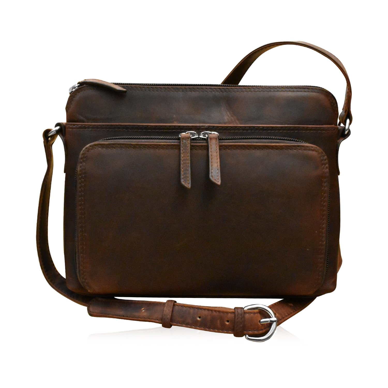 ili New York Genuine Soft Leather Crossbody Bags for Women, RFID-Blocking Shoulder Purses for Women with Built-in Wallet & Compartments, Chocolate