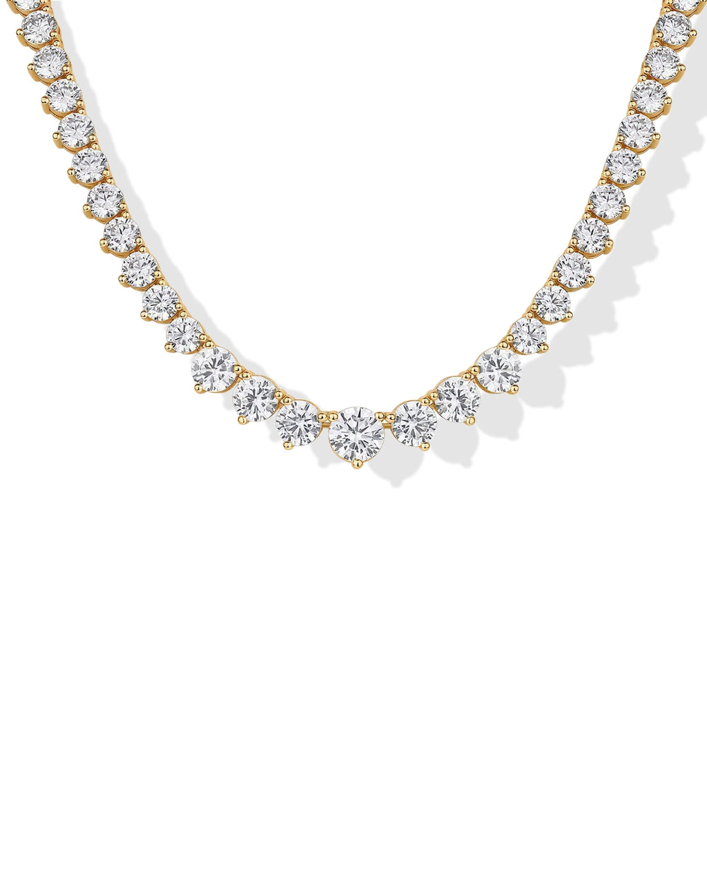 PAVOI 14K Yellow Gold Plated Graduated Tennis Necklaces for Women - Cubic Zirconia Tennis Necklace for Brides & Bridesmaids - Simulated Diamond Chain Trendy Wedding Jewelry - 18 Inches