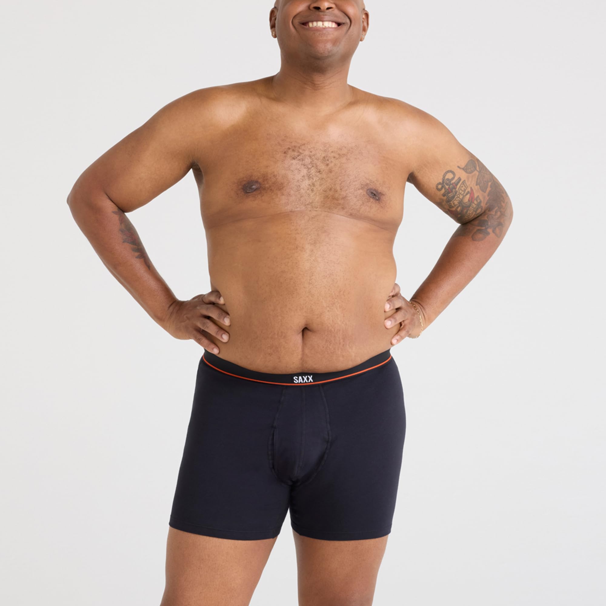 SAXX Underwear Co. Men's Non-Stop Stretch Cotton Boxer Brief Fly 2-Pack, Hurricane/Black, Large