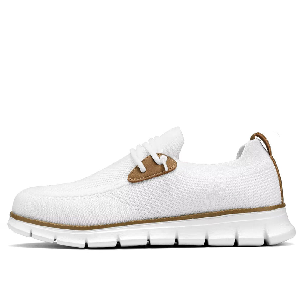 Mens Casual Loafers Shoes Slip On Fashion Walking Dress Sneakers Business Oxfords Work Lightweight Soft Sole Zapatos All/White