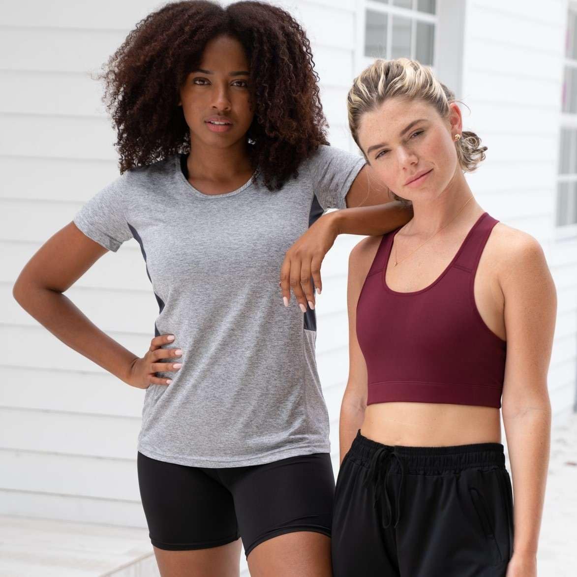 Real Essentials 5 Pack: Women's Short Sleeve T-Shirts Workout Tops Fitness Pilates Gym Activewear Athletic (Plus Available), Set 9, L, Pack of 5