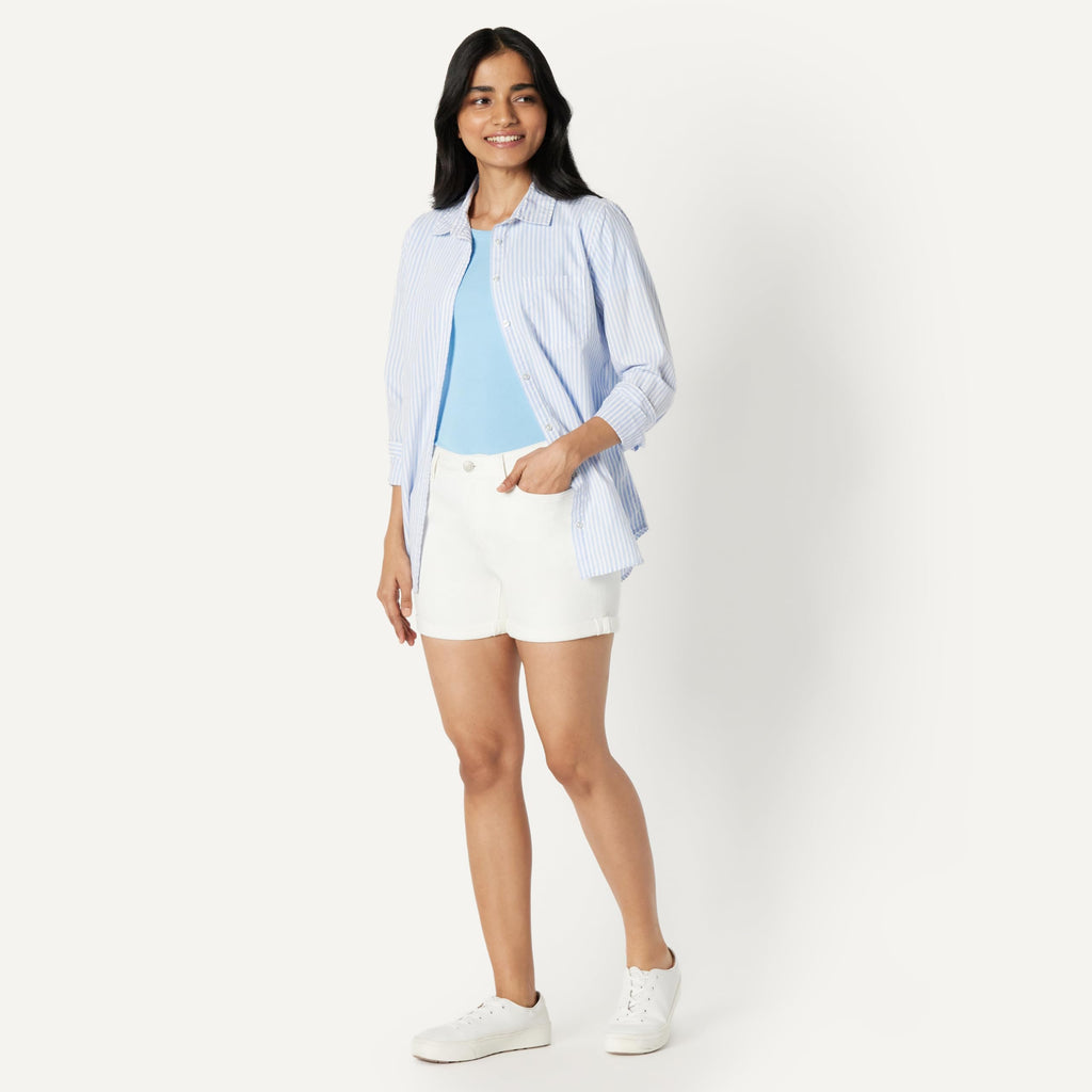 Amazon Essentials Women's Mid-Rise Slim Fit 4" Shorts, White, 12