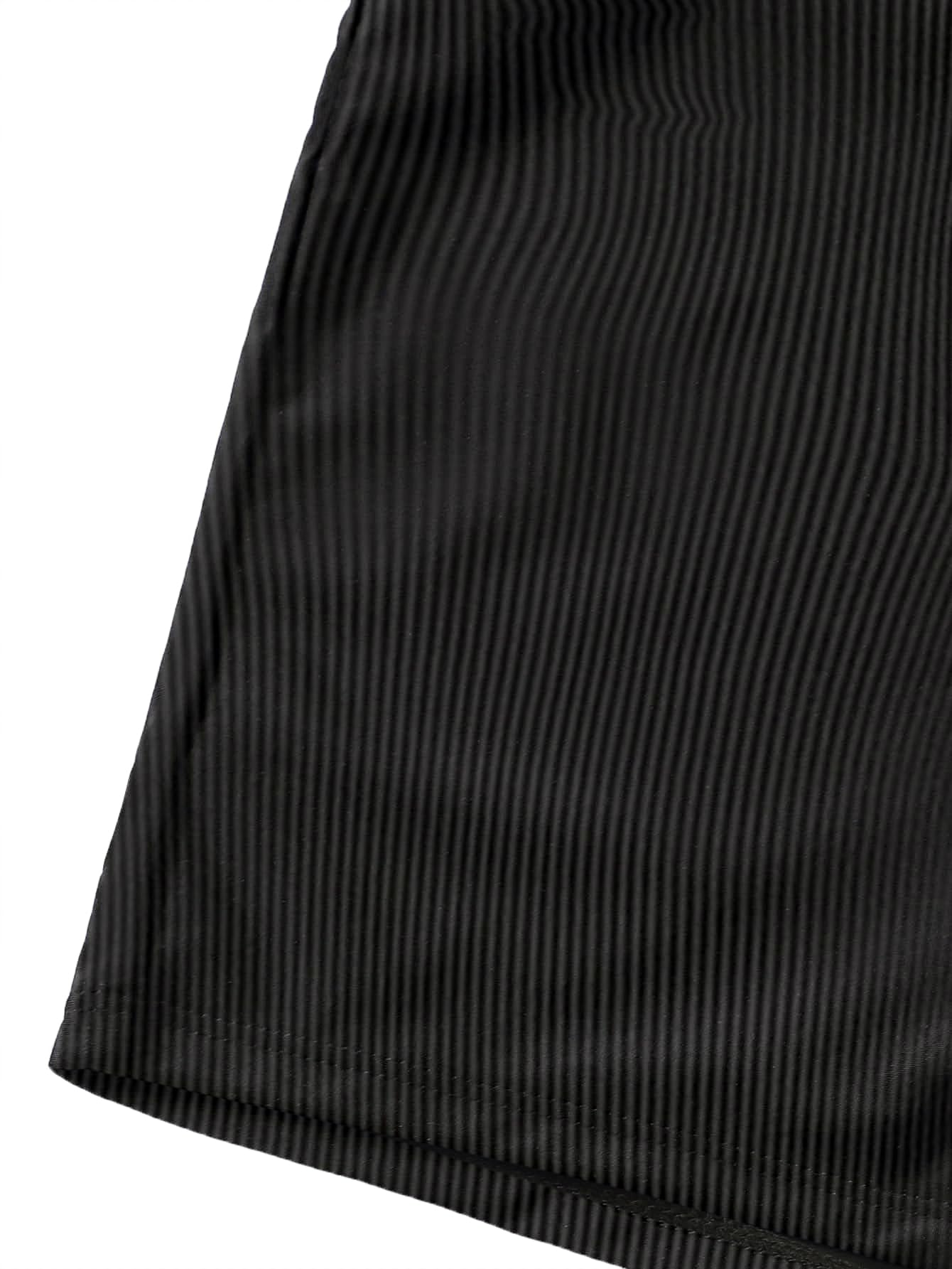 Lilosy Tummy Control Drawstring High Waisted Bikini Set String Swimsuit Spaghetti Strap Cami Top and Tie Side Shorts 2 Piece Women Bathing Suit Pinstripe Black Small