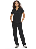COZYFIT Scrubs for Women Set Medical Uniform - V-Neck Top & Straight Leg Pants with 9 Pockets, Unisex Workwear COZY SCRUBS, Black, M
