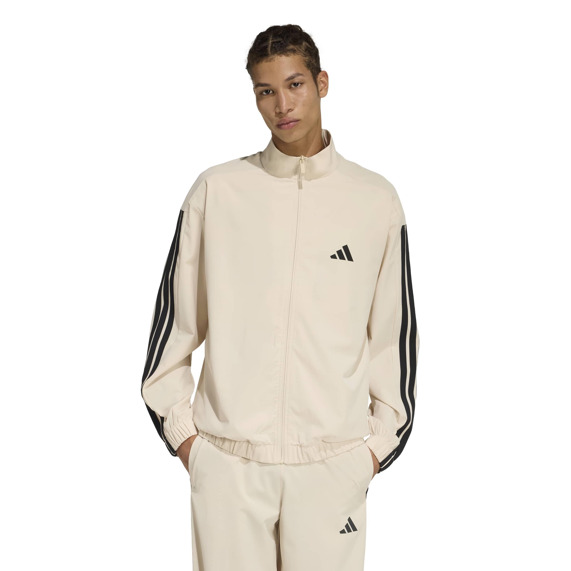 adidas Men's Tricot Regular Fit Track Top, Crystal Linen, Medium