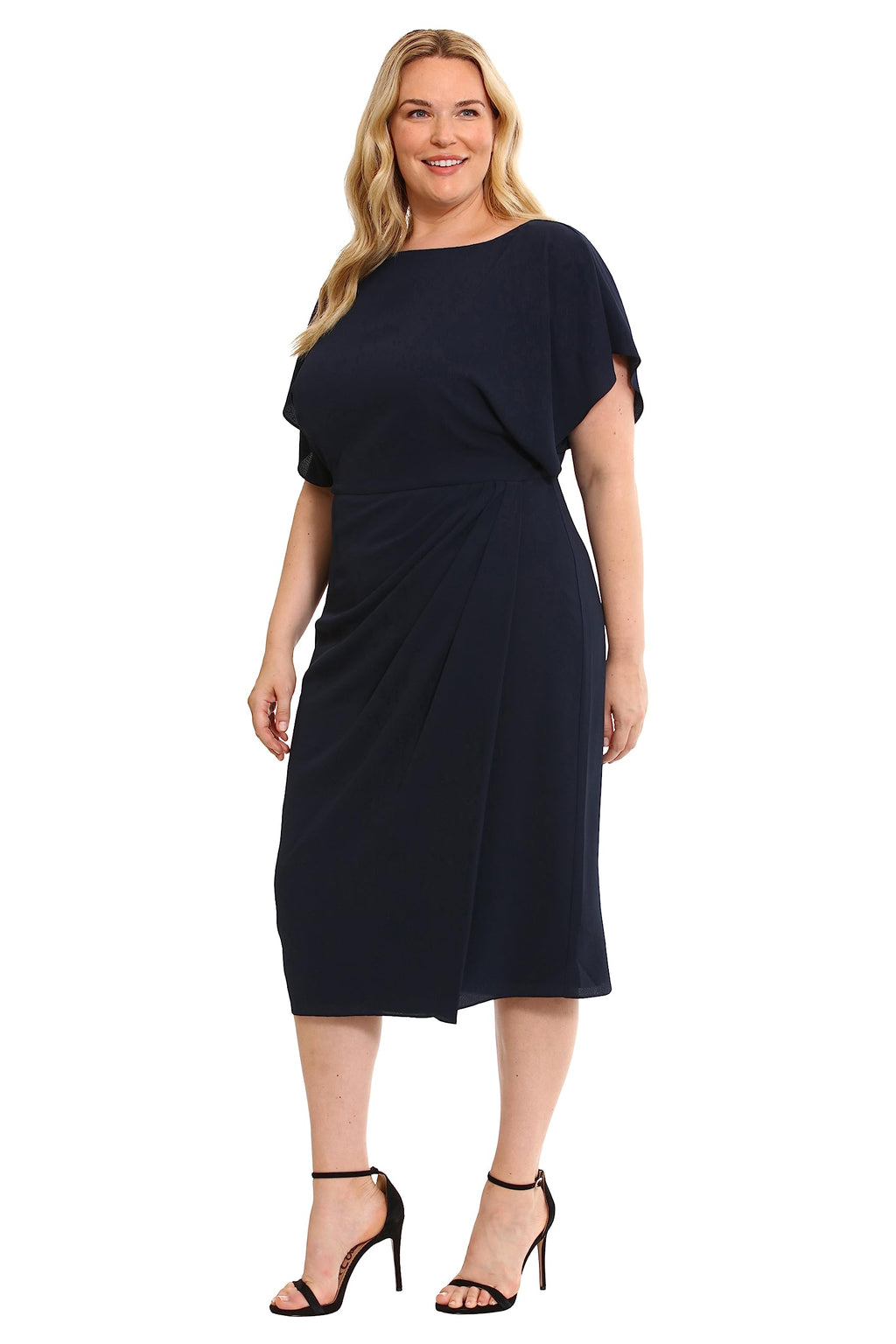 Maggy London Women's Dresses Boat Neck Flutter Sleeve Dress Occasion Event Guest of