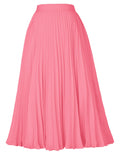 GRACE KARIN Womens High Elastic Waist Maxi Skirt A-line Flare Long Skirt Plus Size Pastel Pink XXL