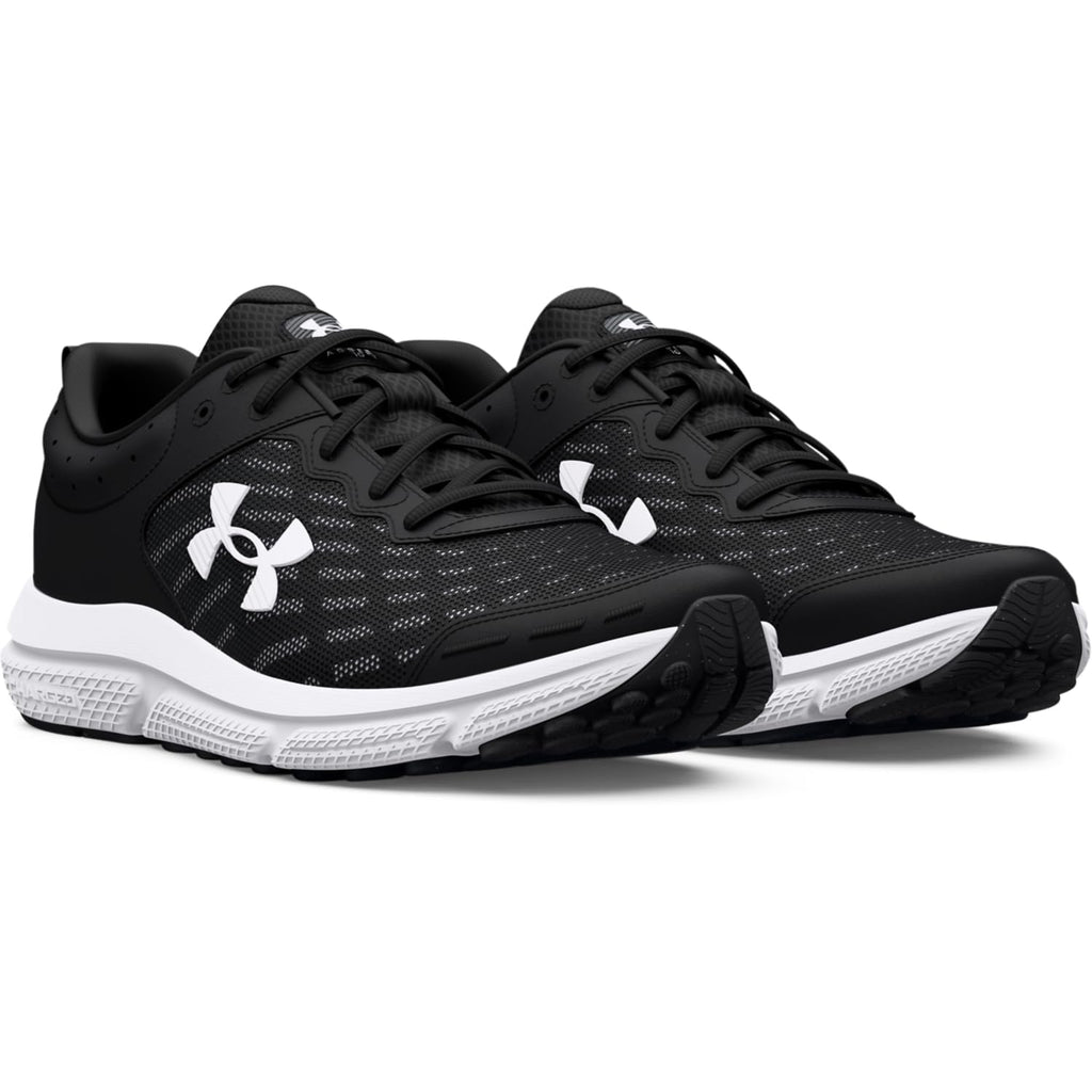 Under Armour Men's Charged Assert 10 Shoes, (001) Black/Black/White, 10.5