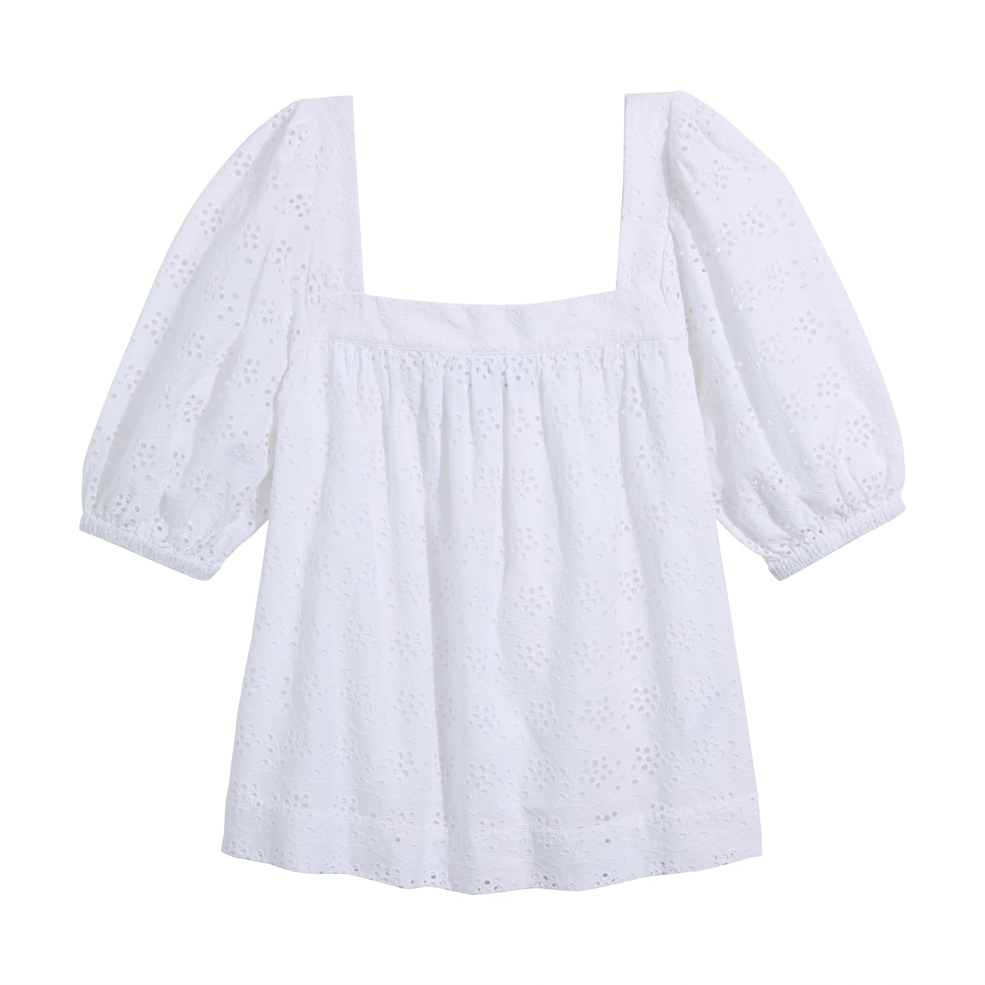 vineyard vines Eyelet Square Neck Top, White Cap, Medium