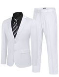 COOFANDY Men's 2 Piece Suits Classic Fit 2 Button Dress Suits Tuxedo Jacket Blazer Suit for Wedding Dinner Prom White