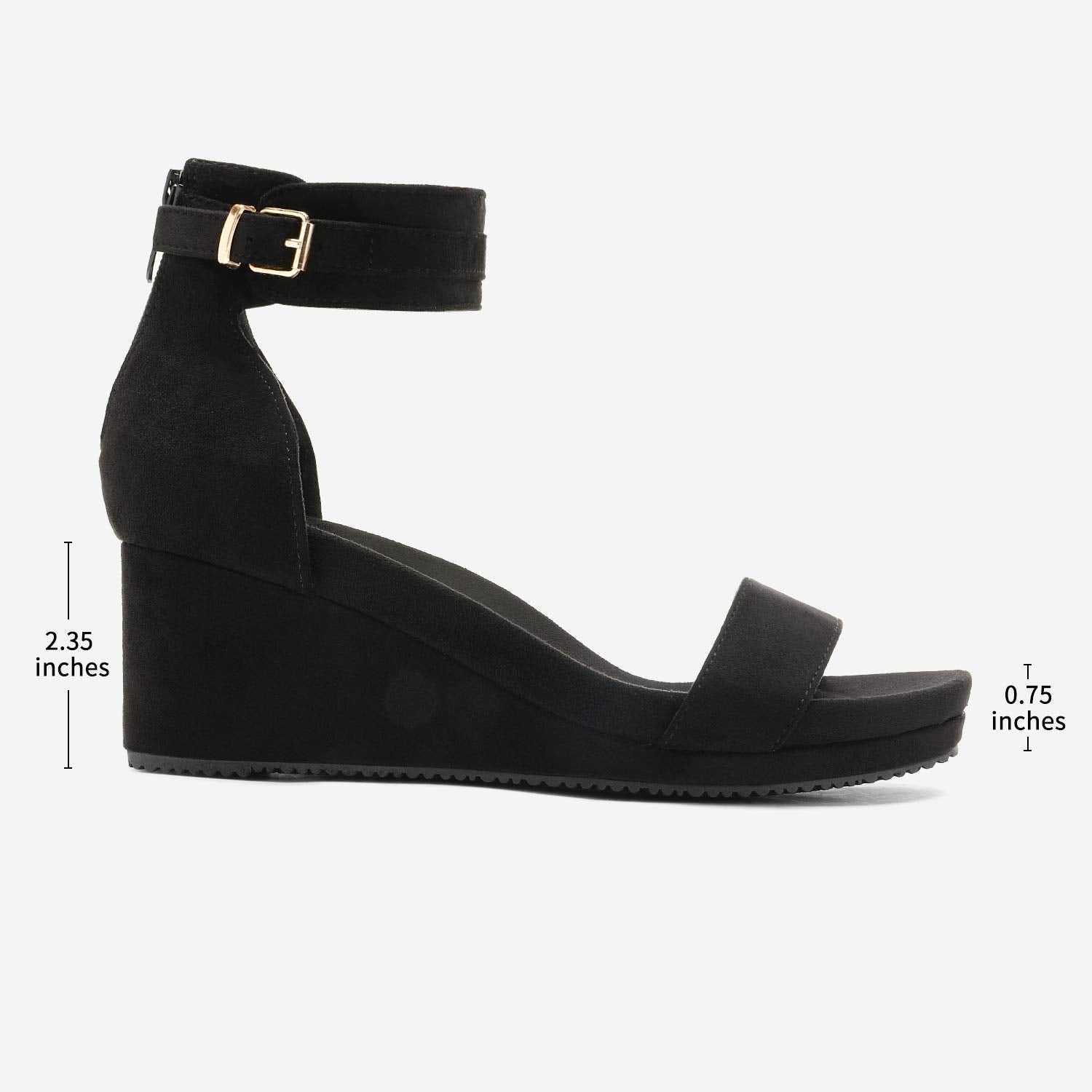 DREAM PAIRS Women's Open Toe Buckle Ankle Strap Platform Wedge Sandals Summer Shoes,Size 11,Black,NINI-6