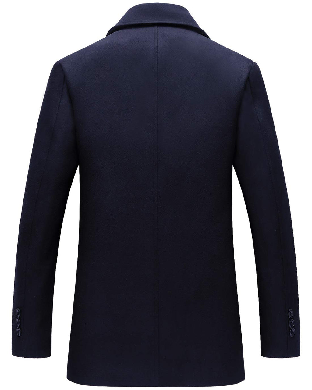 chouyatou Men's Classic Notched Collar Double Breasted Wool Blend Pea Coat (Medium, Dark Blue)