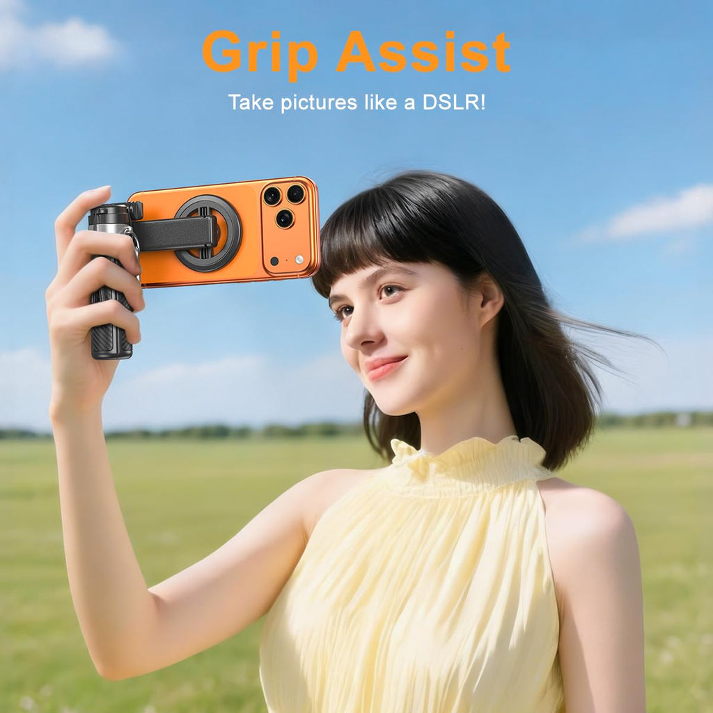 Upgrated 5-in-1 Magnetic Selfie Stick with Remote for Cell Phone 360° Rotation.Can Transforms into Mini Tripod/Camera Grip/Handheld Stabilizer/Phone Stand.Extend to 25 inches