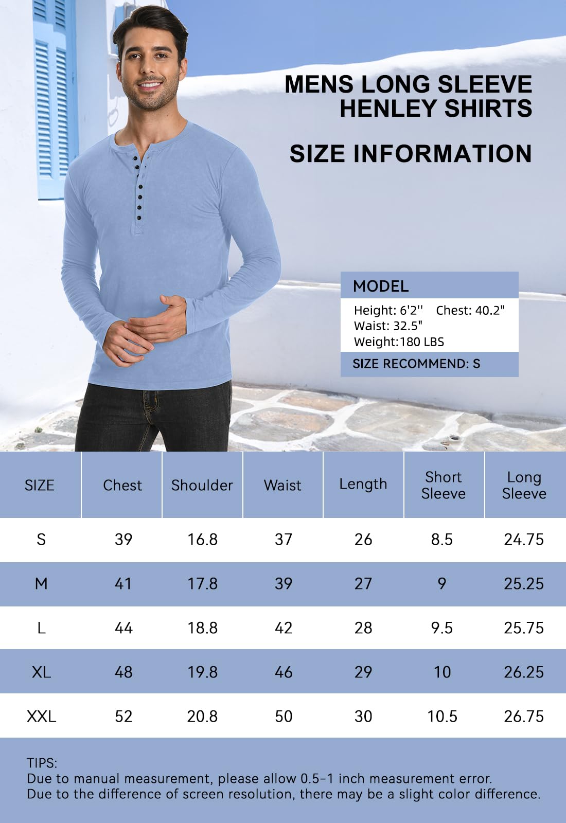 YTD Mens Casual Slim Fit Basic Henley Long Sleeve Fashion T-Shirt XXL Wine Red