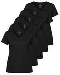 Real Essentials 5 Pack: Women's Dry-Fit Short Sleeve V Neck T Shirt Workout Fitness Yoga Top Tee, Set 5, XXL