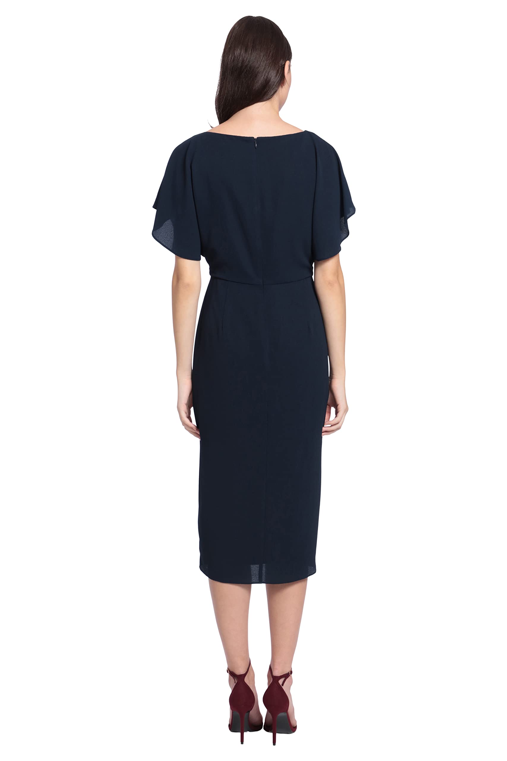 Maggy London Women's Dresses Boat Neck Flutter Sleeve Dress Occasion Event Guest of