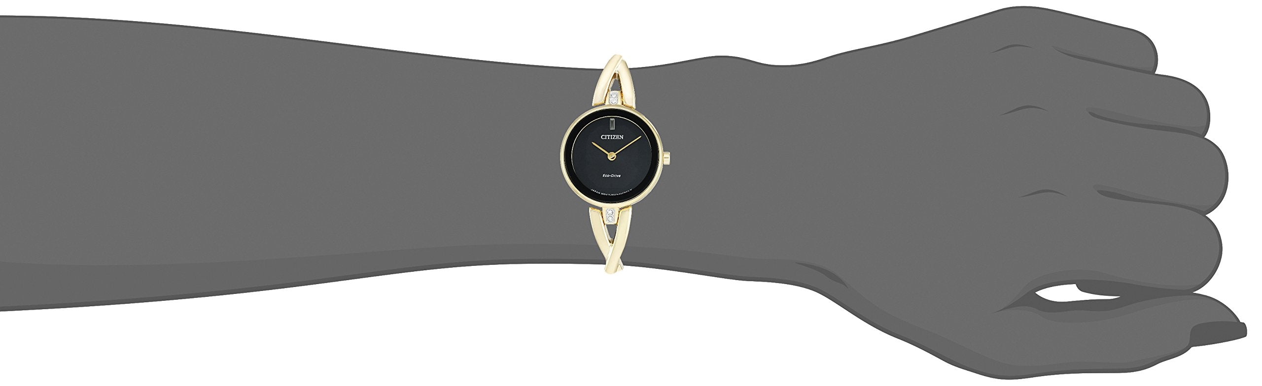 Citizen Women's Eco-Drive Modern Axiom Bangle Watch in Gold-tone Stainless Steel, Black Dial (Model: EX1422-54E)