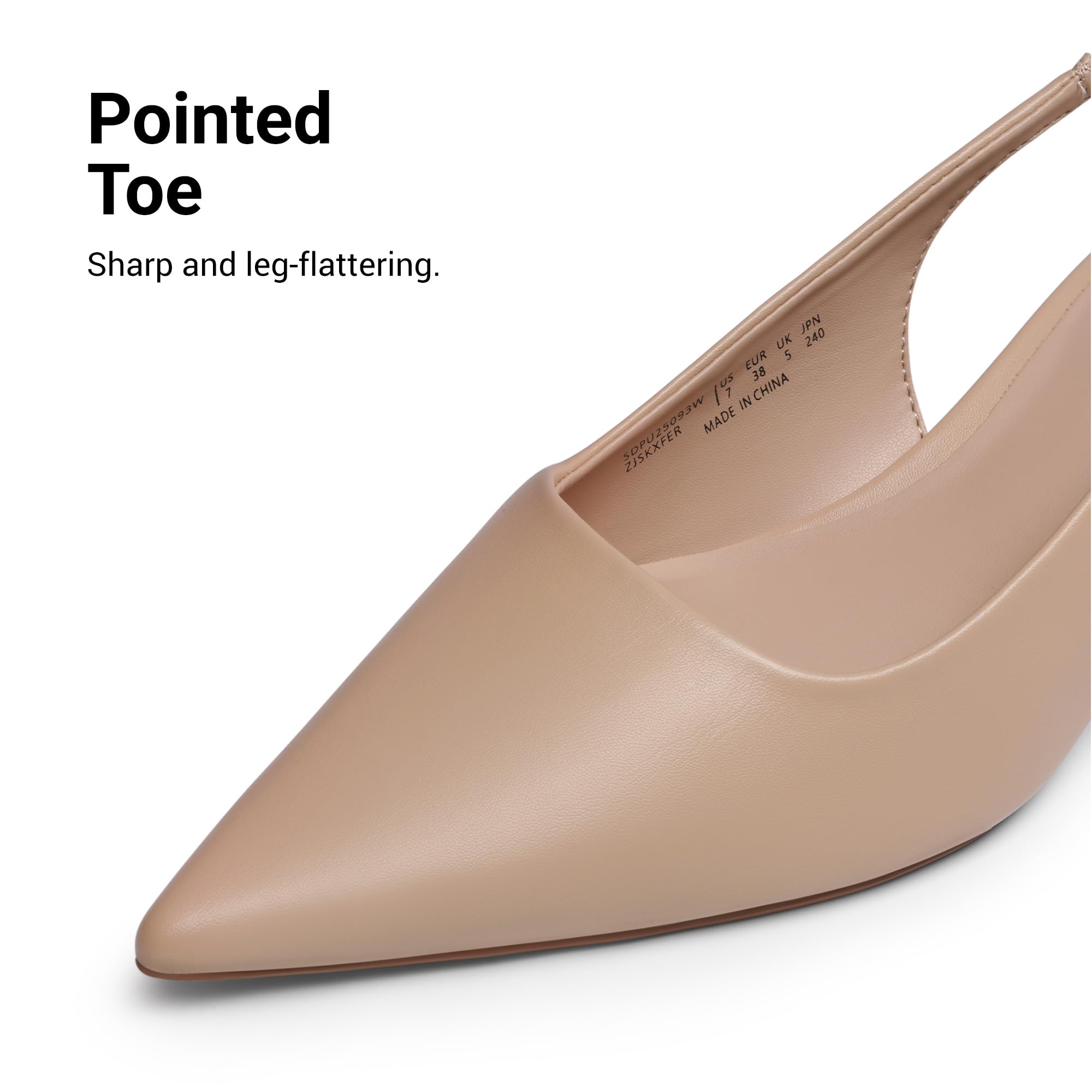DREAM PAIRS Women's Kitten Heels Slingback Low Closed Toe Comfortable Pumps Pointed Toe Wedding Party Elegant Dress Shoes,Size 8,Nude,SDPU25093W