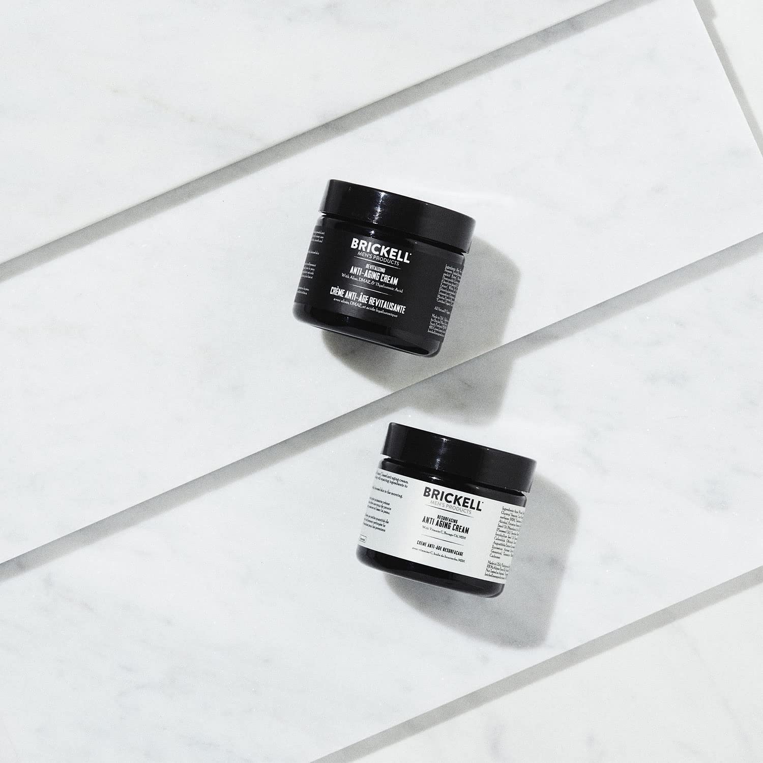 Brickell Men's Day and Night Anti Aging Cream Routine, With Vitamin C, Hyaluronic Acid, and Vitamin E, Scented, Skincare Gift Set