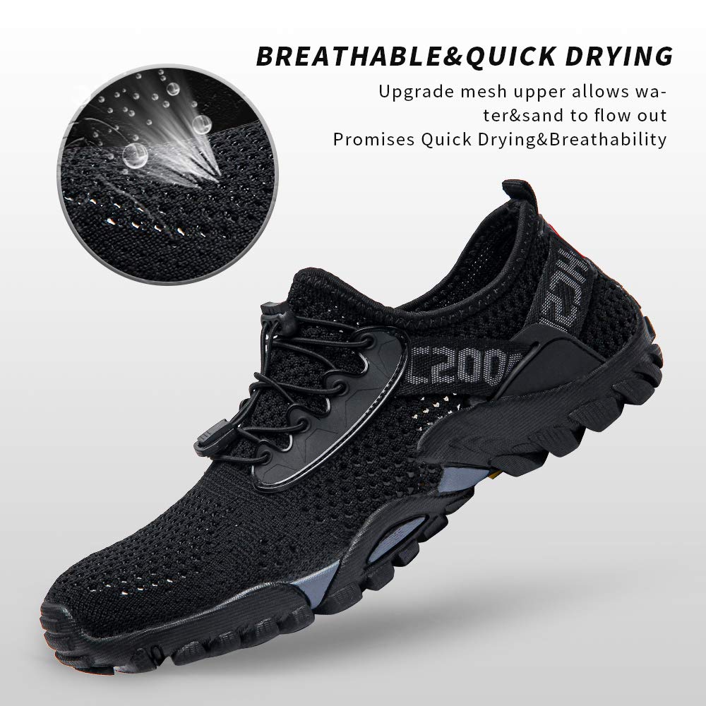 Men Water Shoes Quick Drying Women Water Hiking Swim Beach Shoes for Sailing Kayaking Surfing All Black