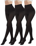 DDOBB 3 Pairs 80D Tights for Women Opaque Black High Waisted Stockings Womens Footed Pantyhose with Reinforced Toe Black Small-Medium