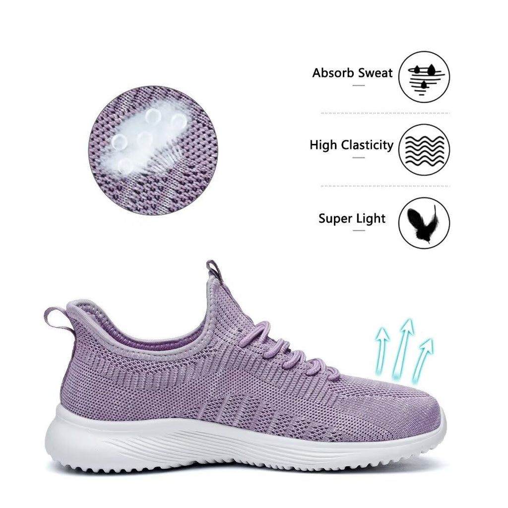 Lamincoa Womens Slip On Walking Shoes Non Slip Casual Road Running Lightweight Mesh Fashion Sneakers for Gym Travel Workout Purple