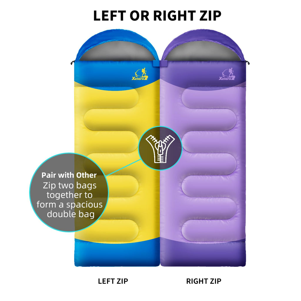 Xelaro Sleeping Bags for Adults Kids - 3 Season Cold&Warm Weather Waterproof Camping Sleeping Bags - Lightweight Sleeping Bags for Camping Hiking Outdoor Travel