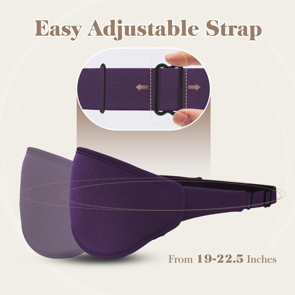 Fygrip 3D Eye Mask Sleep Mask for Men & Women, 100% Pressure-Free & Light Block-Out Eye Mask for Sleep with Easy Adjustable Strap, Night Eye Cover for Travel, Purple