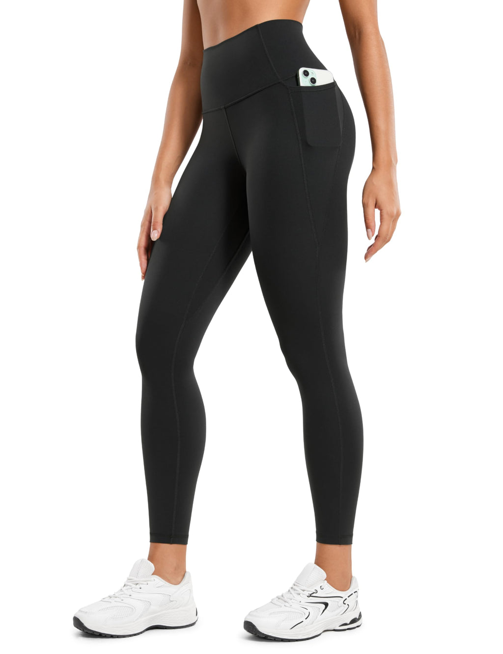 CRZ YOGA Butterluxe Workout Leggings Pockets 25'' - High Waisted Gym Womens Yoga Pants Buttery Soft Black X-Small
