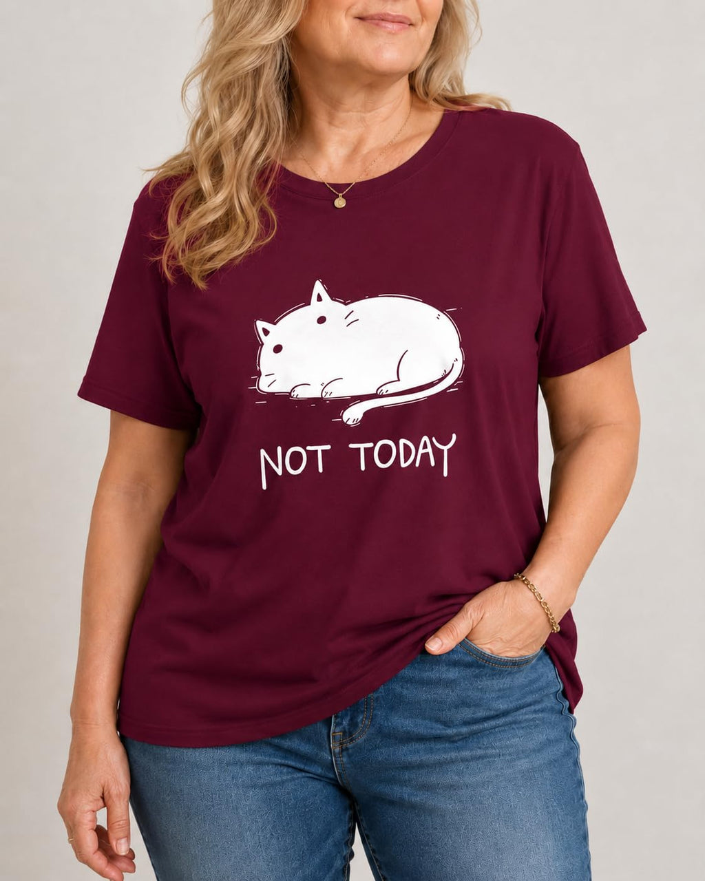 Women's Cat Graphic T Shirt Funny Not Today Cute Lazy Kitty Novelty Crewneck Short Sleeve Casual Tee Gifts for Cat Lovers