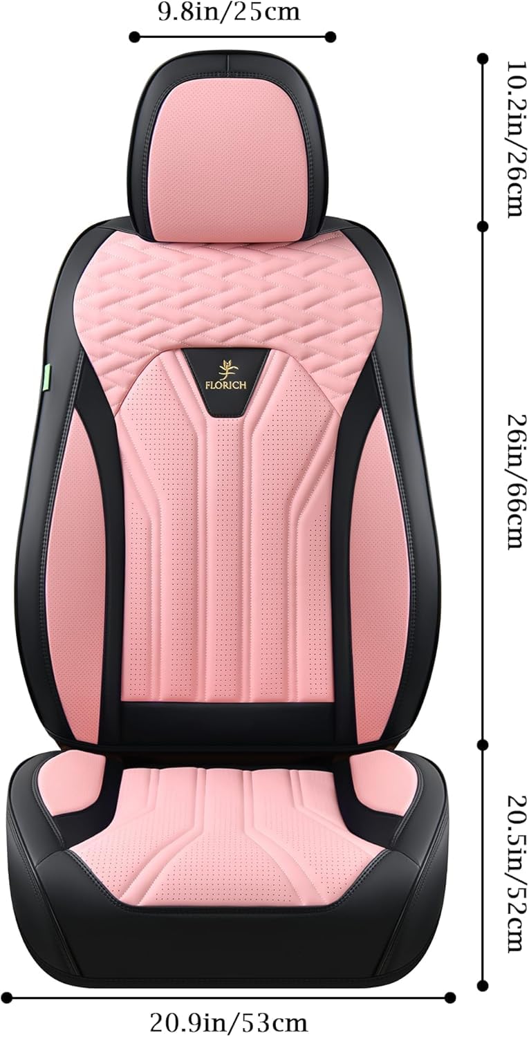 FLORICH Leather Seat Covers Pink Car Seat Covers Full Set Car Seat Protectors 5 Seats Driver Seat Covers Fit for Most Cars Trucks SUV