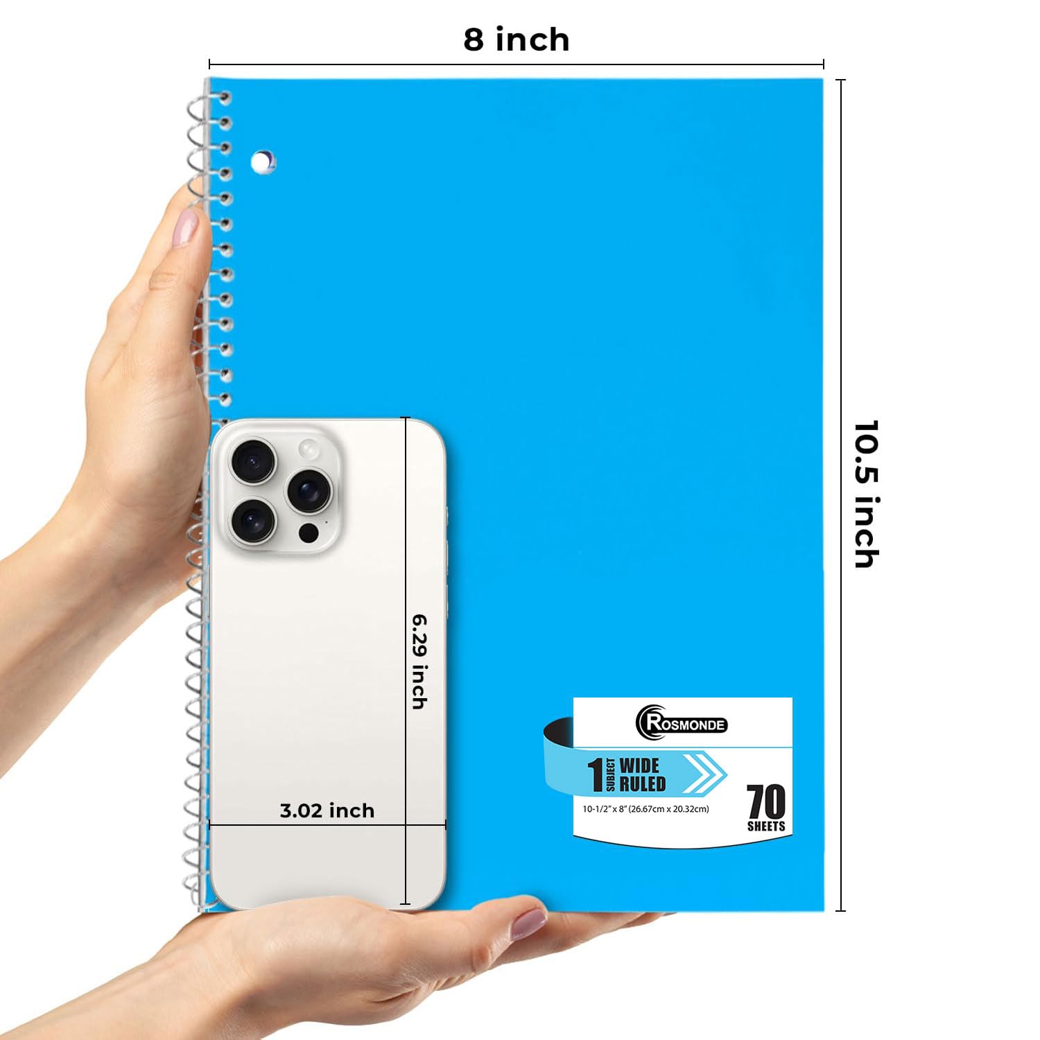Rosmonde 12 Pack Spiral Notebooks, 1 Subject Notebook, Wide Ruled, Assorted