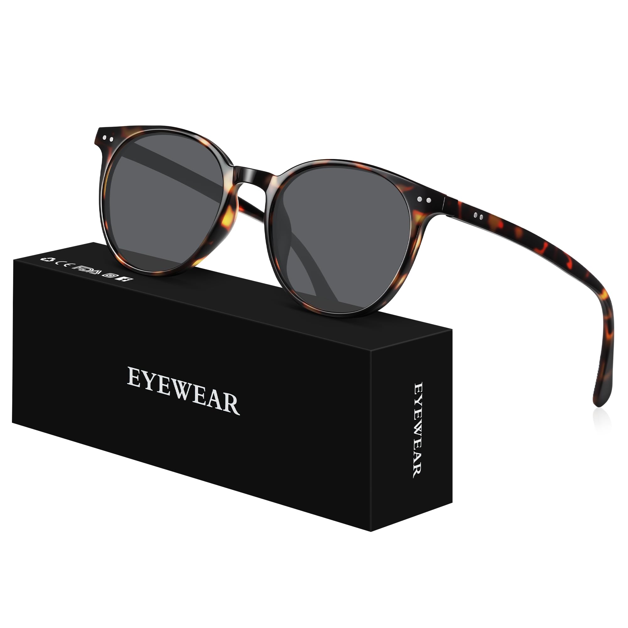 YWWPMDOF Round Sunglasses for Women Men, Polarized Retro Trendy Sunglasses Vintage Small Frame, UV Protection Lens Fashion Designer Classic Shades(Grey)