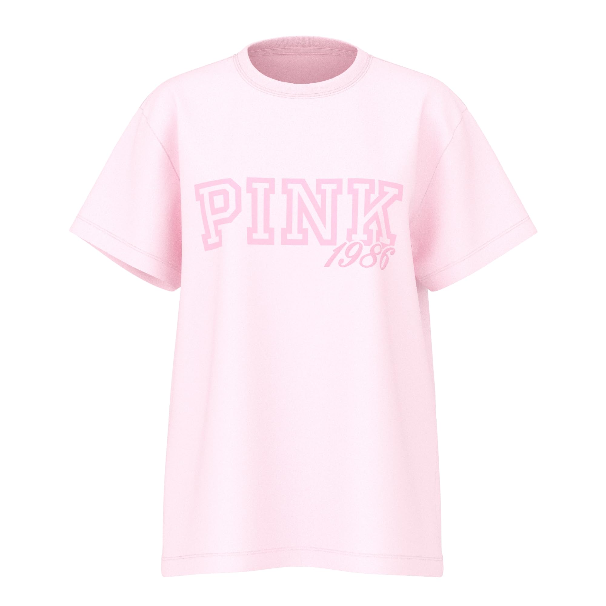 Victoria's Secret Pink Women's Oversized Campus Cotton T-Shirt, Pink Tulip, (M)