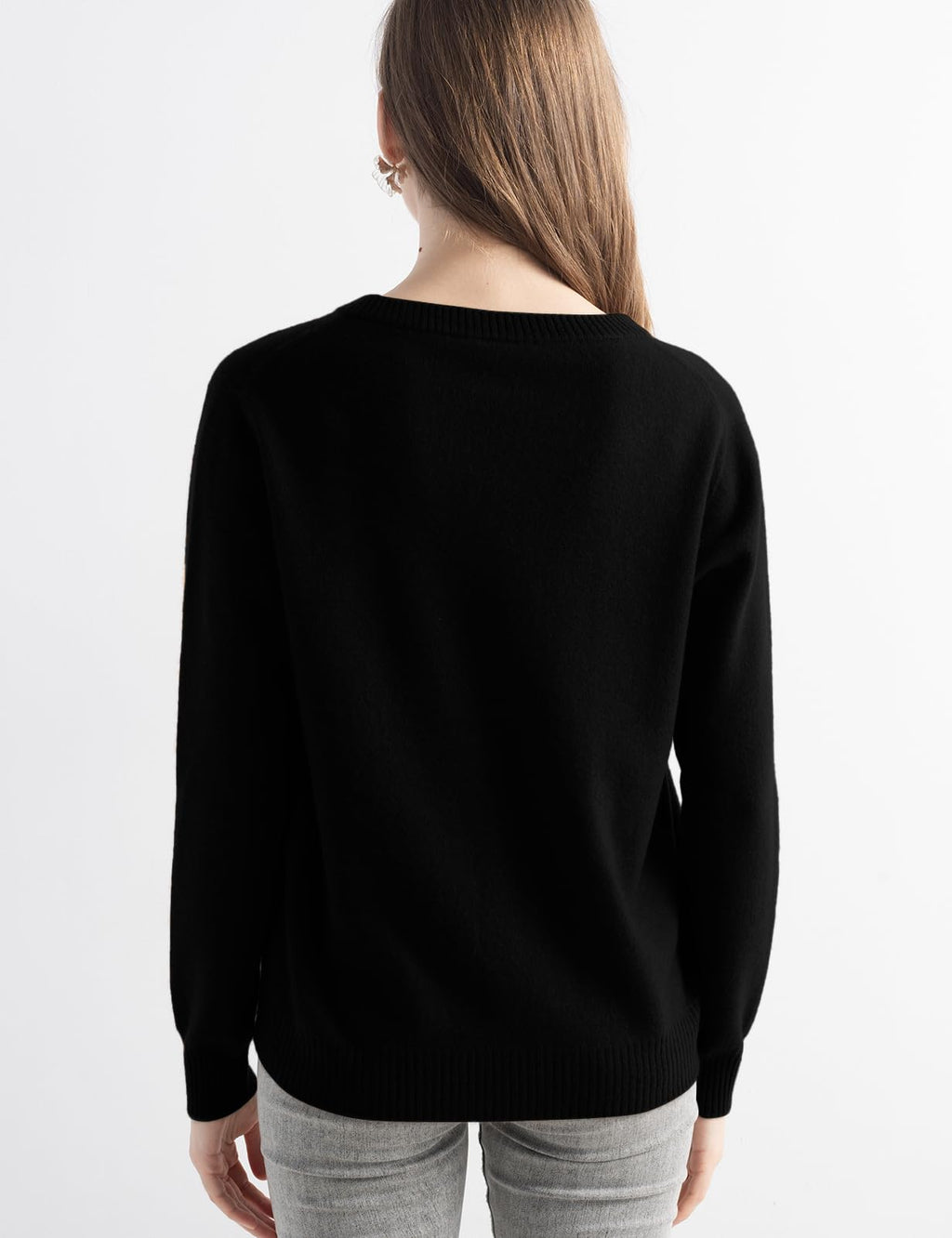 Chanyarn Women's 100% Pure Cashmere Cardigan Crew Neck Long Sleeve 2025 Fall Winter Warm Soft Knit Cardigan Sweater (Black,M)
