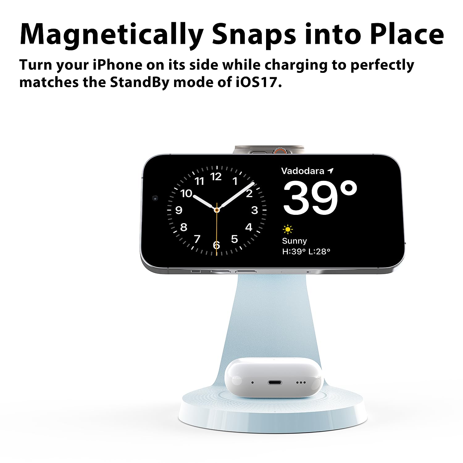 3 in 1 Charging Station for Apple Devices,Mag-Safe Charger Stand Fast Charging,Wireless Charger for iPhone 16/15/14/13/12 Series,& AirPods,& iWatch(USB Charger Included)