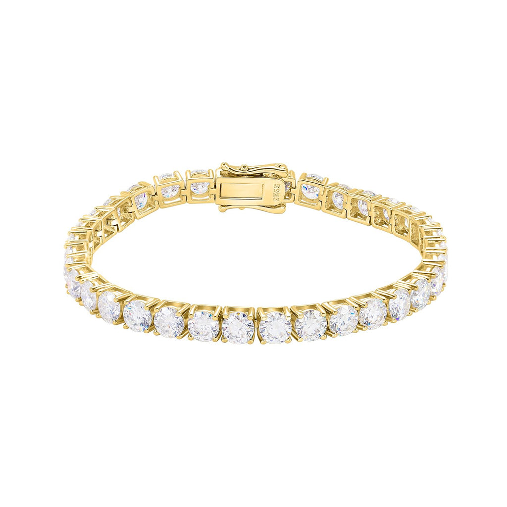 Gem's Beauty moissanite tennis bracelet 18k white gold plated 925 silver 3-6.5mm D Color VVS1 Round Cut moissanite bracelets for women Men Gift birthday anniversary (Gold 3MM, 6.5 inches)