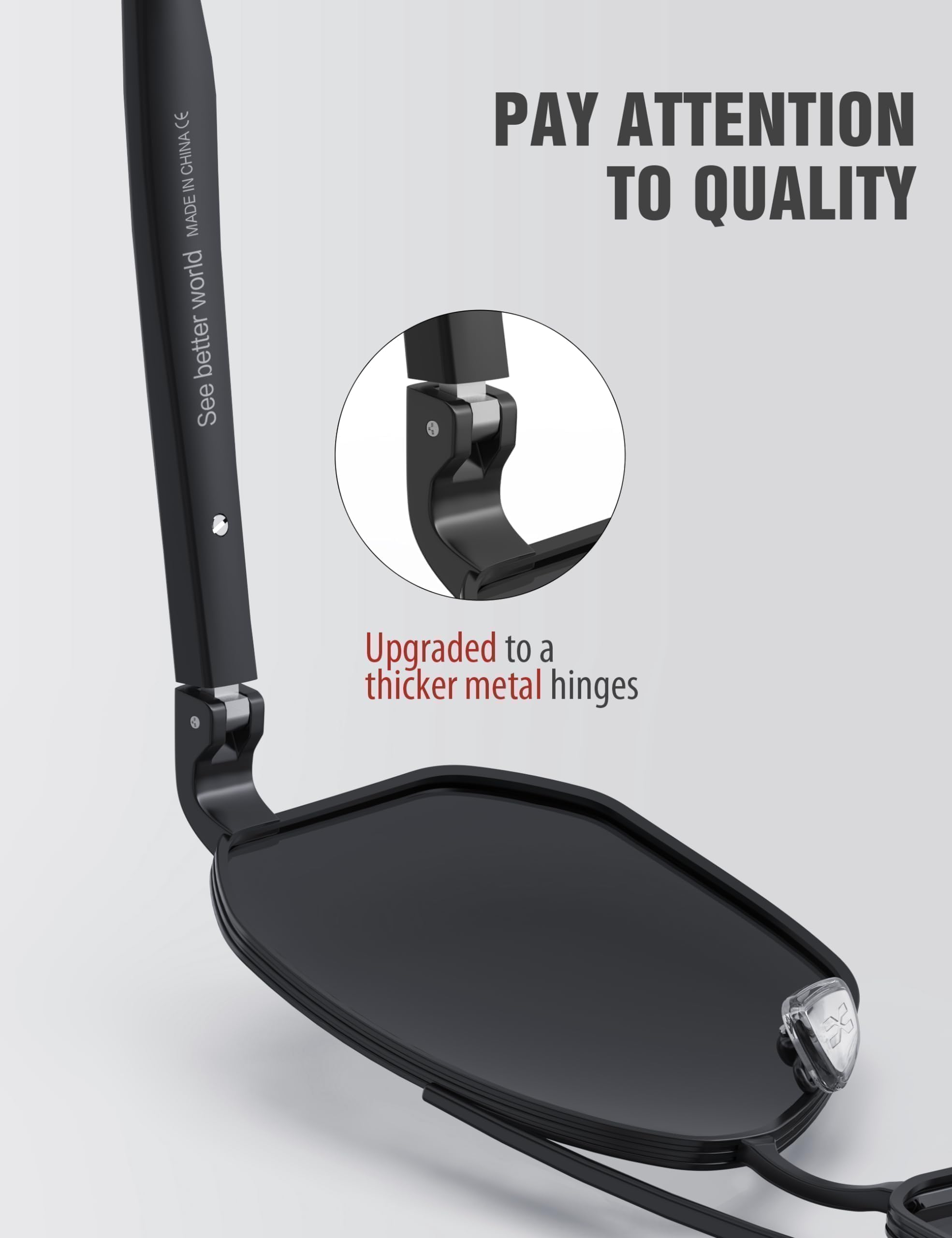 LUENX Aviator Sunglasses for Men Square Polarized Polygon Lens - UV 400 Protection with Accessories Driving Outdoor 61MM Black Lens