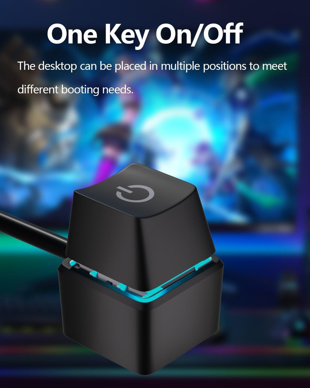 Oddtone PC Power Button, Desktop External Led Power Switch On/Off, 65 inch External PC Start Button Computer Case for Computer Motherboard
