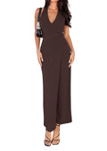 PRETTYGARDEN Halter Dresses for Women 2026 Elegant Classy Spring V Neck Tie Backless Summer Wedding Guest Cocktail Midi Dress(Brown,Small)