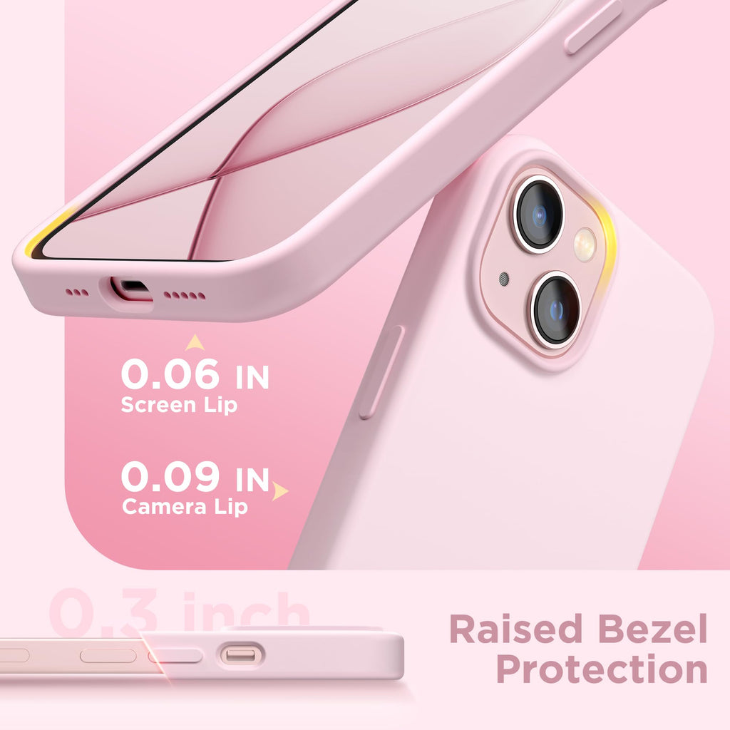 GolbinBox Magnetic for iPhone 13 Case & iPhone 14 Case, Compatible with MagSafe, [Soft Anti-Scratch Microfiber Lining], Slim Liquid Silicone Shockproof Protective Phone Case 6.1 inch, Chalk Pink
