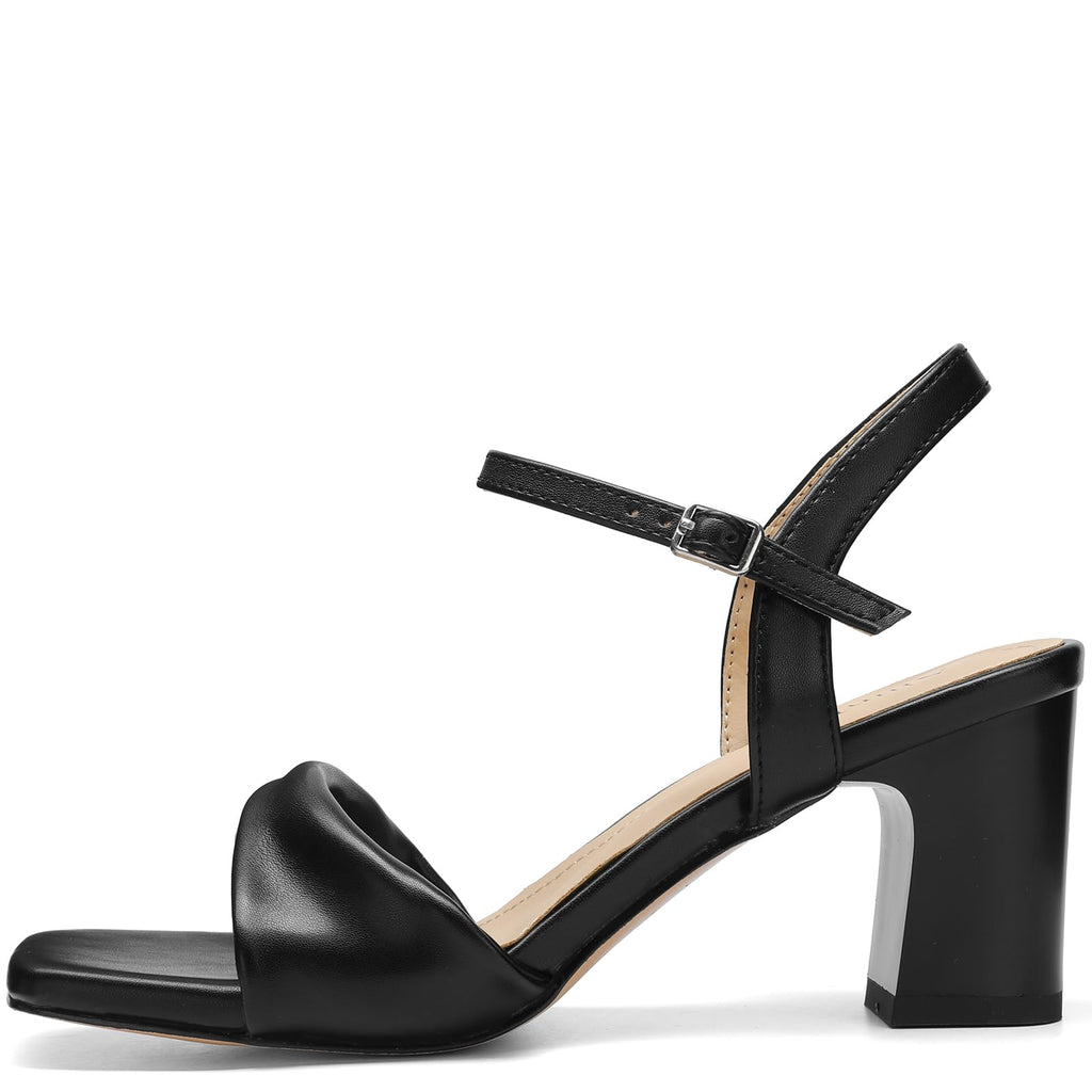 AIUNIIND Block Heels Sandals for Women Square Open Toe Comfort Short Heel Dressy Summer Prom Wedding Party Dress Sandals Shoes Black Size 9