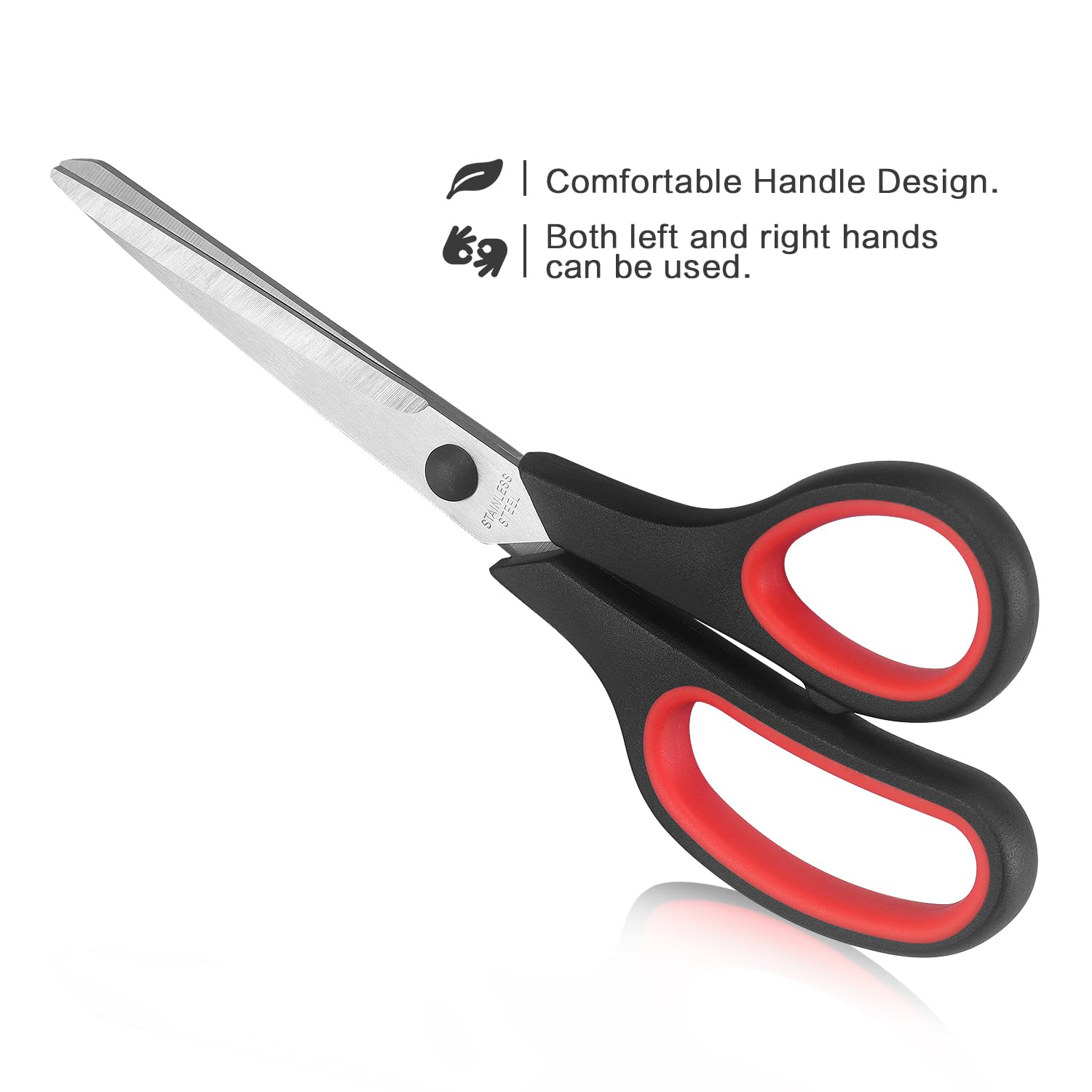 LONGKEY 8.5" Scissors 3-Pack, Ultra Sharp Stainless Steel, Black