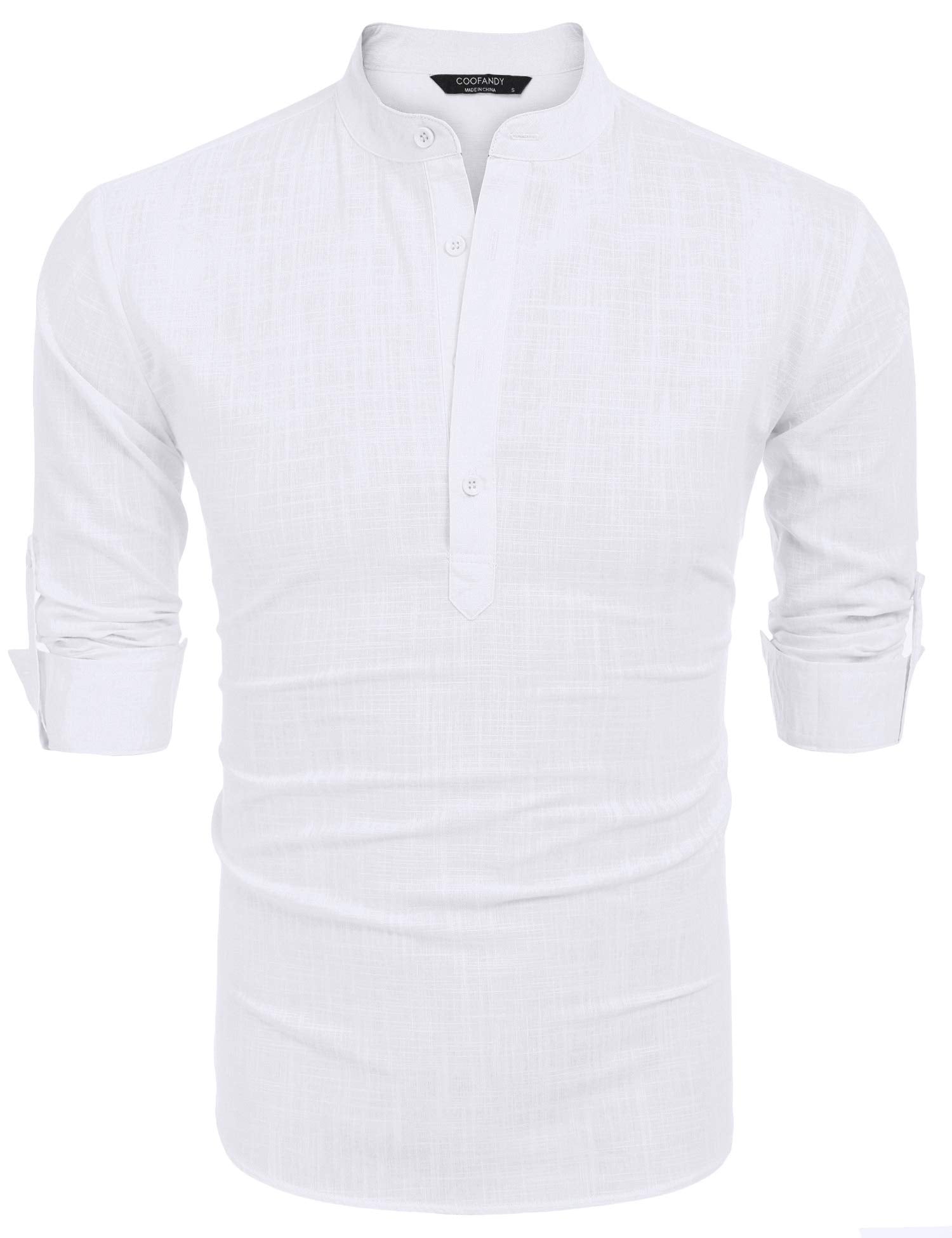 COOFANDY Men's Cotton Linen Shirts Long Sleeve Casual T-Shirts Hippie Summer Beach Tops