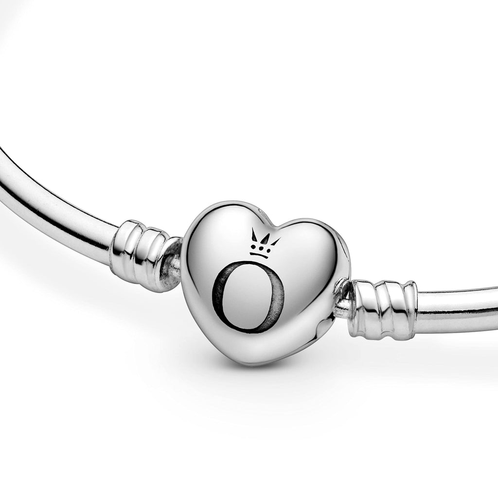 Silver Pandora Bangle with Heart Logo Clasp